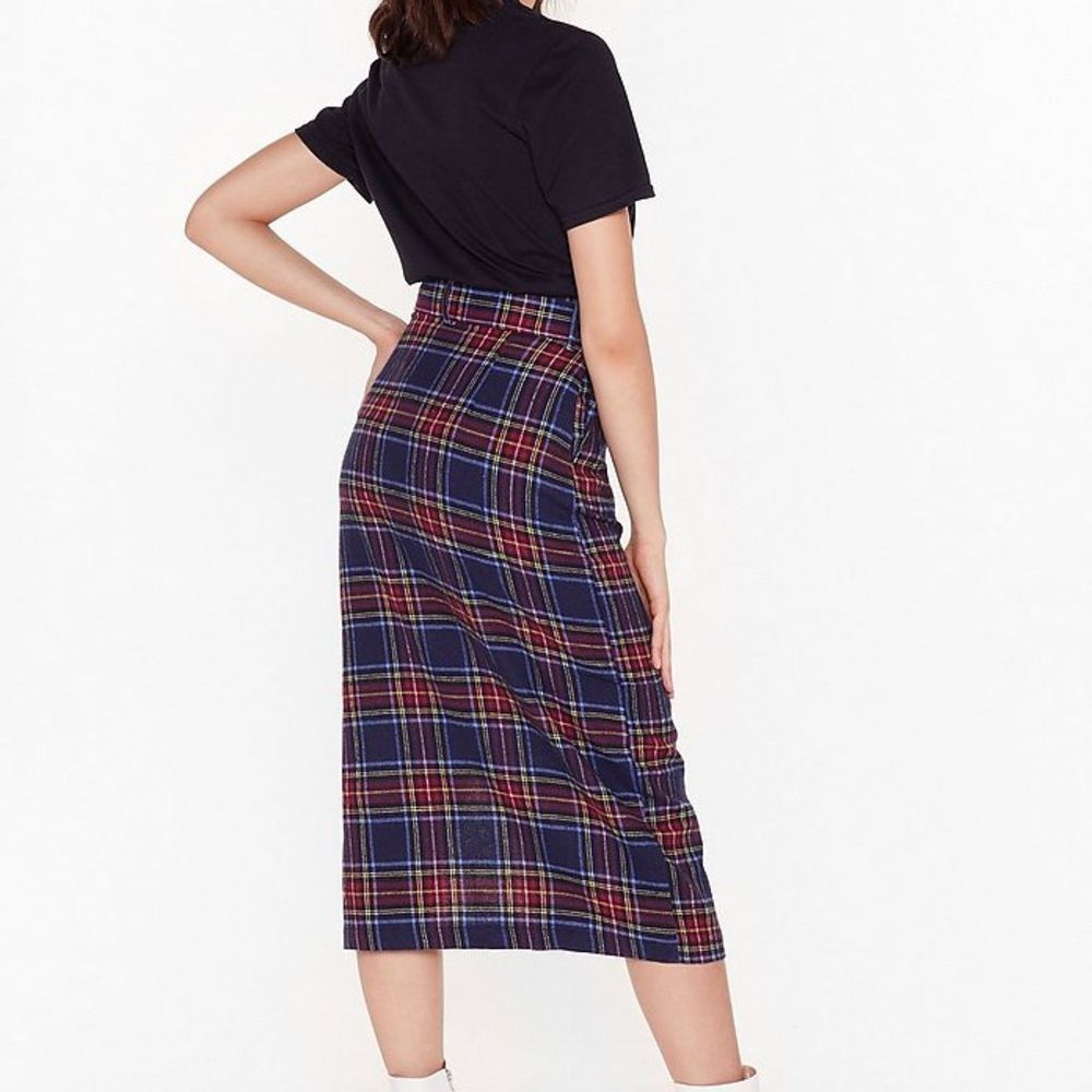 Hey Wait A Check Belted Midi Skirt - Picture 5 of 9